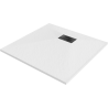Mexen Hugo brodzik kwadratowy SMC 70 x 70 cm, biały, maskownica czarna - 42107070-B