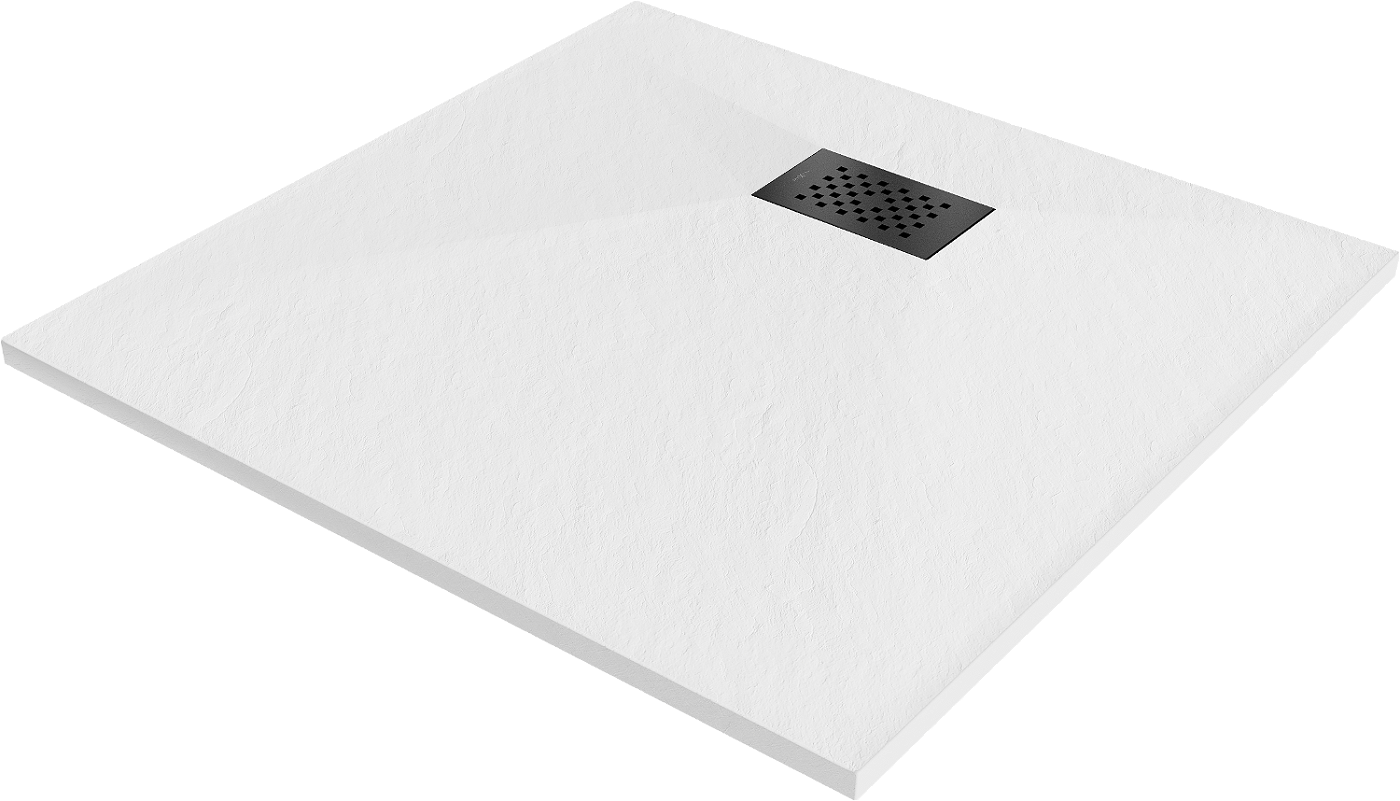 Mexen Hugo brodzik kwadratowy SMC 70 x 70 cm, biały, maskownica czarna - 42107070-B