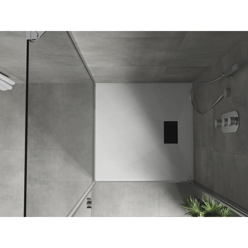 Mexen Hugo SMC vierkante douchebak 70 x 70 cm, wit, zwarte afdekking - 42107070-B