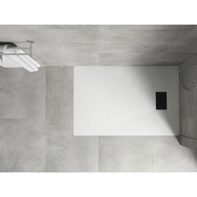 Mexen Hugo plato de ducha rectangular SMC 130 x 70 cm, blanco, cubierta negra - 42107013-B