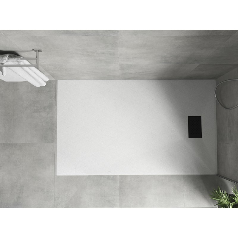 Mexen Hugo brodzik prostokątny SMC 150 x 70 cm, biały, maskownica czarna - 42107015-B