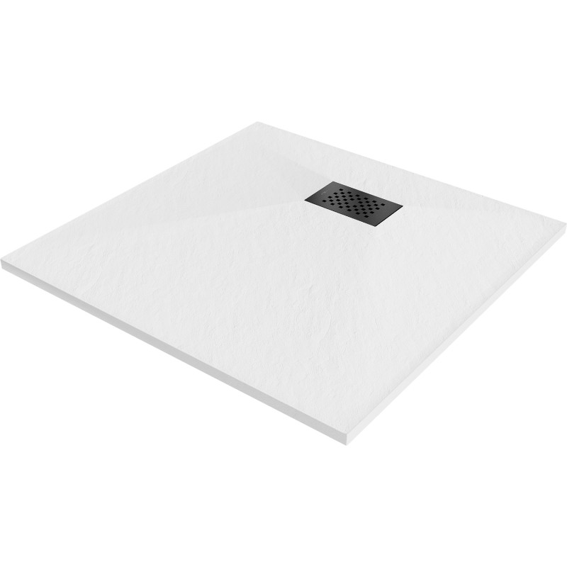 Mexen Hugo SMC vierkante douchebak 80 x 80 cm, wit, zwarte afdekking - 42108080-B