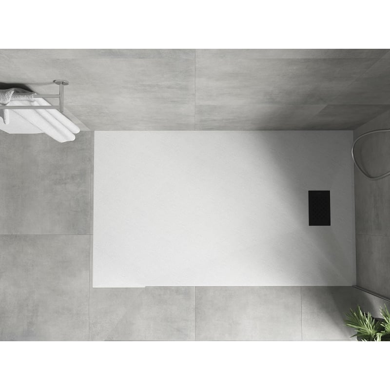 Mexen Hugo Rechteckige Duschwanne SMC 150 x 80 cm, weiß, schwarze Abdeckung - 42108015-B