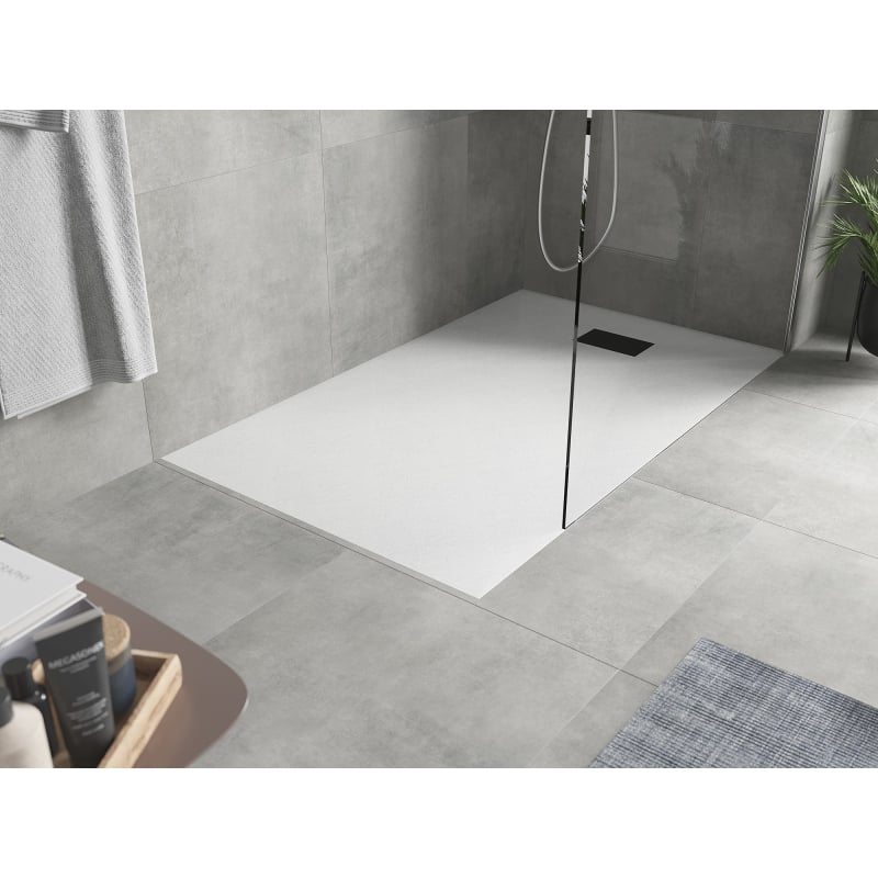 Mexen Hugo Rechteckige Duschwanne SMC 150 x 80 cm, weiß, schwarze Abdeckung - 42108015-B