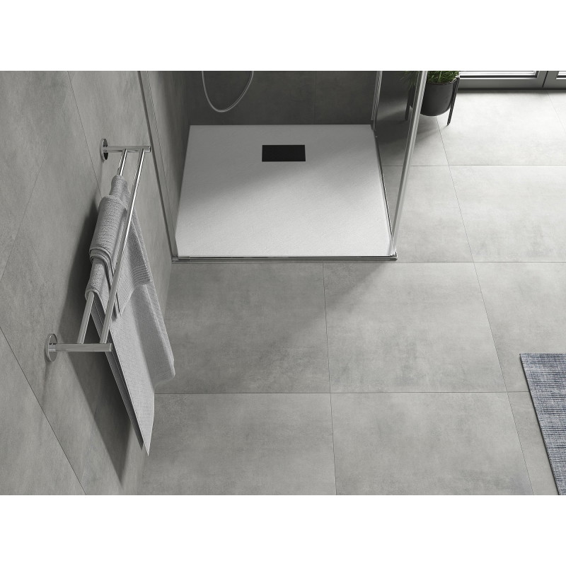 Mexen Hugo vierkante SMC-douchebak 90 x 90 cm, wit, zwarte afdekking - 42109090-B
