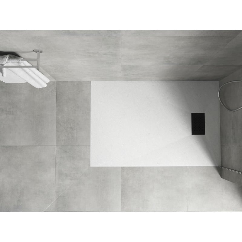Mexen Hugo brodzik prostokątny SMC 130 x 90 cm, biały, maskownica czarna - 42109013-B