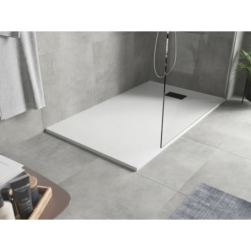 Mexen Hugo brodzik prostokątny SMC 160 x 90 cm, biały, maskownica czarna - 42109016-B