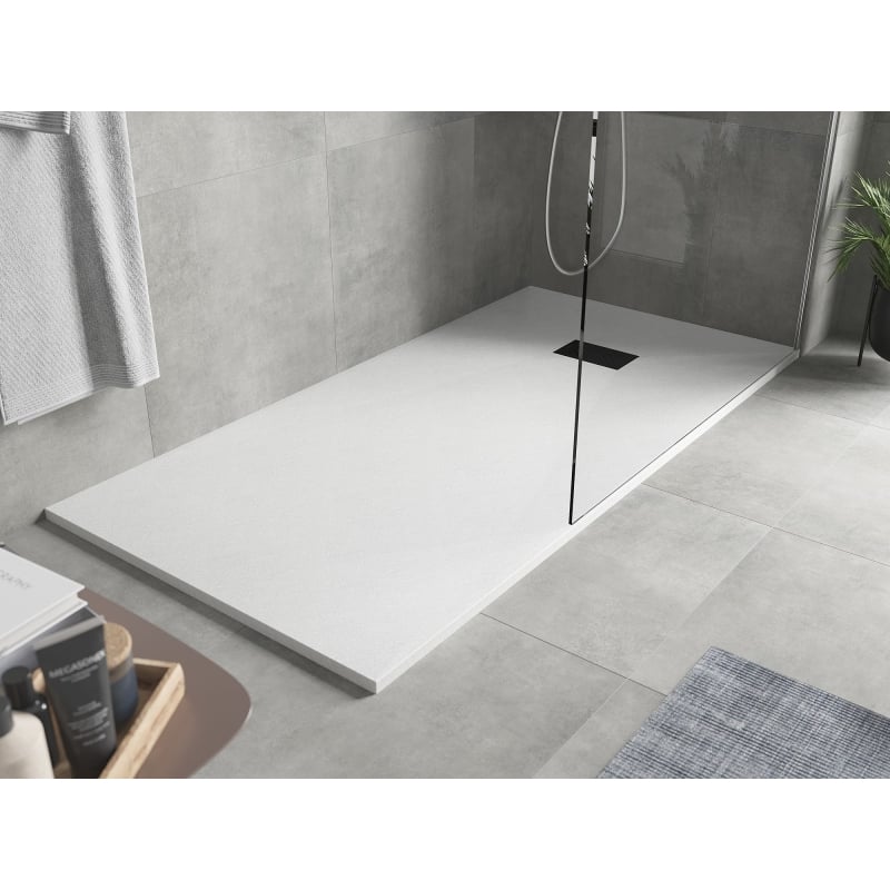 Mexen Hugo rectangular SMC shower tray 180 x 90 cm, white, black cover - 42109018-B