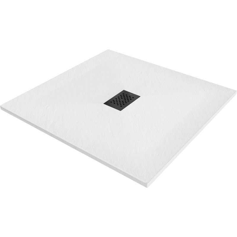 Mexen Hugo Quadratische Duschwanne SMC 100 x 100 cm, weiß, schwarze Abdeckung - 42101010-B