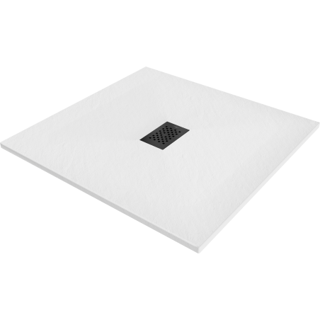 Mexen Hugo plato de ducha cuadrado SMC 100 x 100 cm, blanco, embellecedor negro - 42101010-B