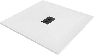 Mexen Hugo SMC Quadrat-Duschwanne 100 x 100 cm, weiß, schwarze Abdeckung - 42101010-B