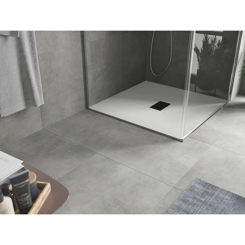 Mexen Hugo vierkante douchebak SMC 100 x 100 cm, wit, zwarte afdekking - 42101010-B