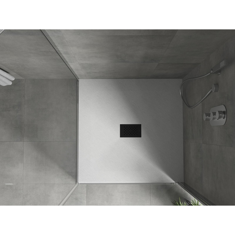 Mexen Hugo Quadratische SMC-Duschwanne 100 x 100 cm, weiß, schwarze Abdeckung - 42101010-B
