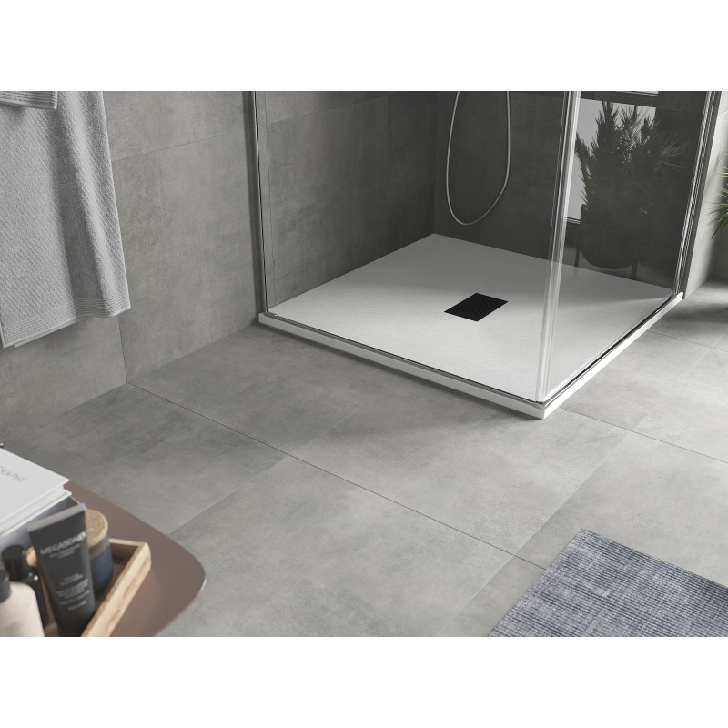 Mexen Hugo Quadratische Duschwanne SMC 100 x 100 cm, weiß, schwarze Abdeckung - 42101010-B