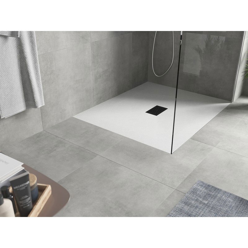 Mexen Hugo plato de ducha rectangular SMC 130 x 100 cm, blanco, cubierta negra - 42101013-B