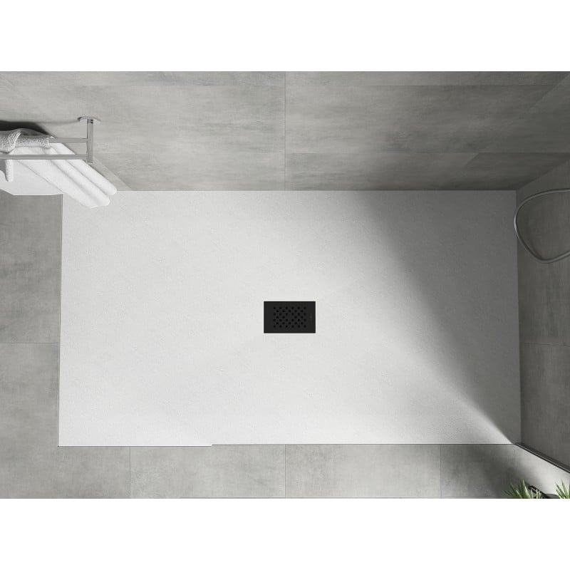 Mexen Hugo brodzik prostokątny SMC 160 x 100 cm, biały, maskownica czarna - 42101016-B