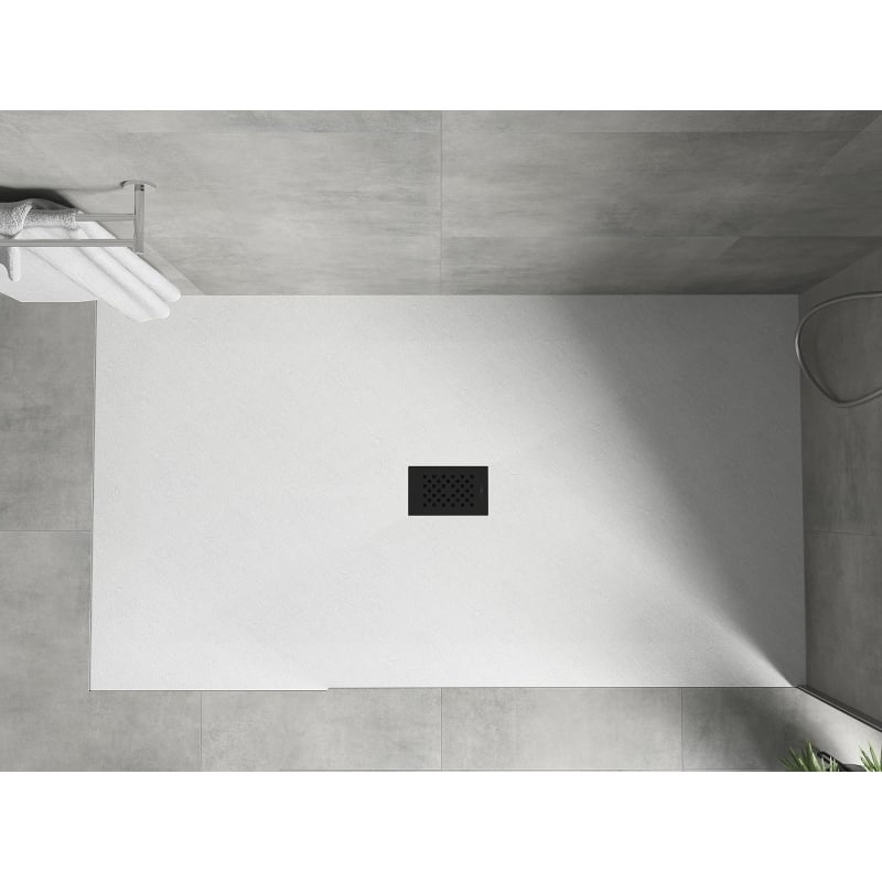 Mexen Hugo ristkülikukujuline SMC dušialus 160 x 100 cm, valge, must kate - 42101016-B