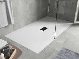 Mexen Hugo ορθογώνιος ντουσιέρα SMC 180 x 100 cm, λευκή, μαύρη καλύπτρα - 42101018-B