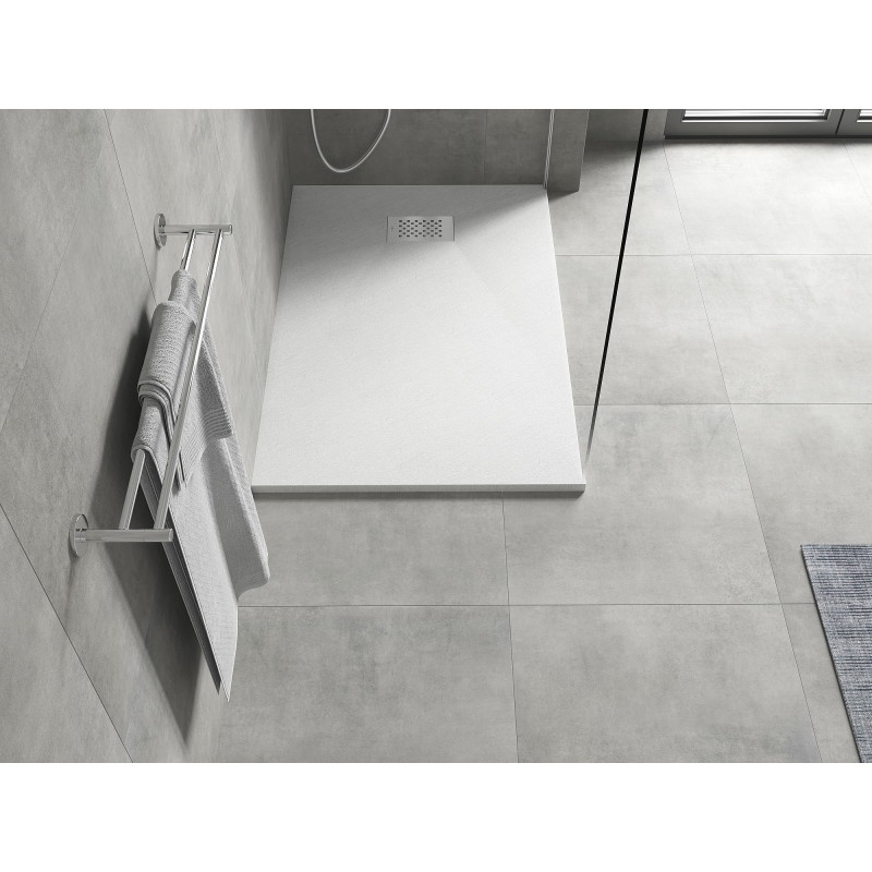 Mexen Hugo rectangular SMC shower tray 110 x 90 cm, white, inox cover - 42109011-X