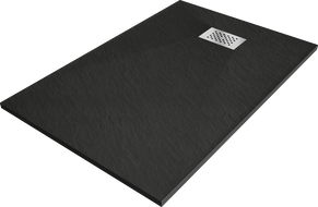 Mexen Hugo brodzik prostokątny SMC 80 x 70 cm, czarny, maskownica inox - 42707080-X