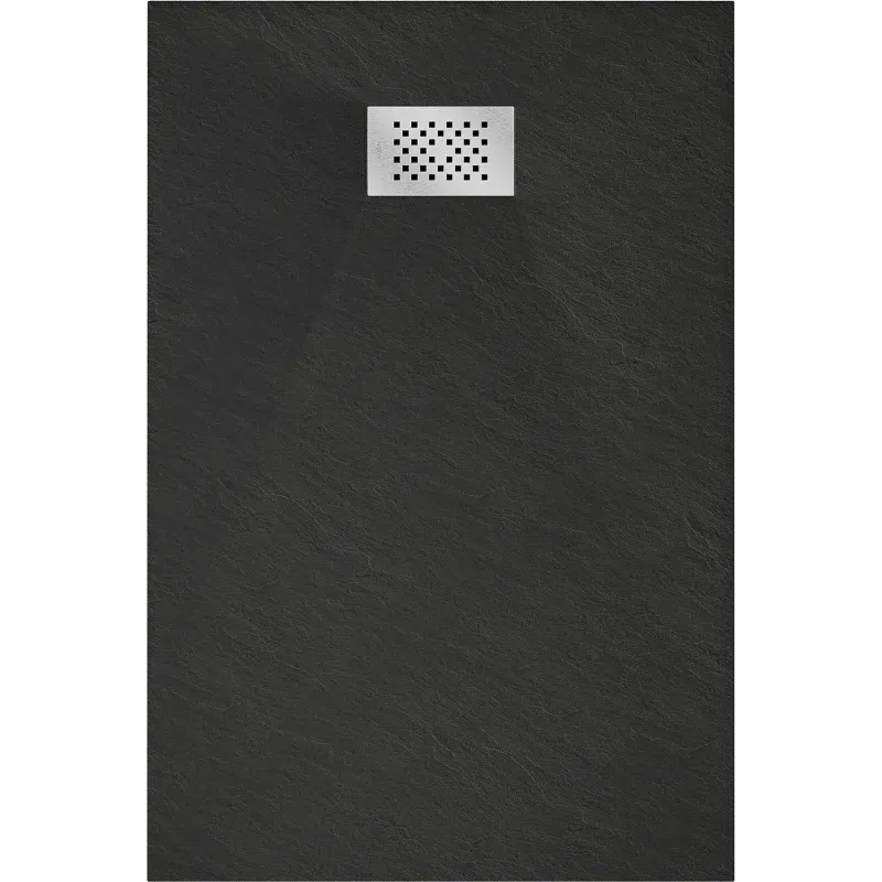 Mexen Hugo rechthoekige douchebak SMC 80 x 70 cm, zwart, inox rooster - 42707080-X