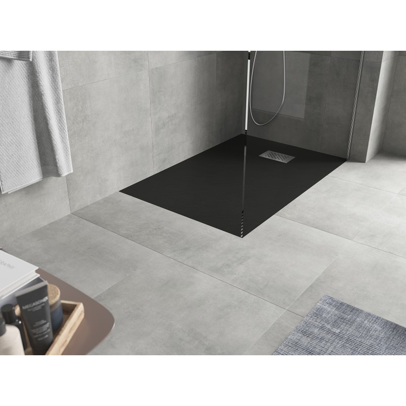 Mexen Hugo brodzik prostokątny SMC 80 x 70 cm, czarny, maskownica inox - 42707080-X