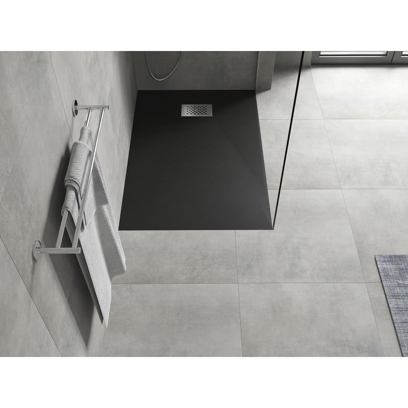Mexen Hugo brodzik prostokątny SMC 120 x 70 cm, czarny, maskownica inox - 42707012-X