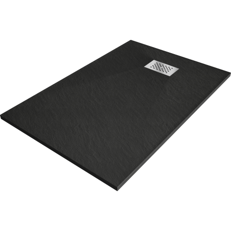 Mexen Hugo brodzik prostokątny SMC 110 x 70 cm, czarny, maskownica inox - 42707011-X