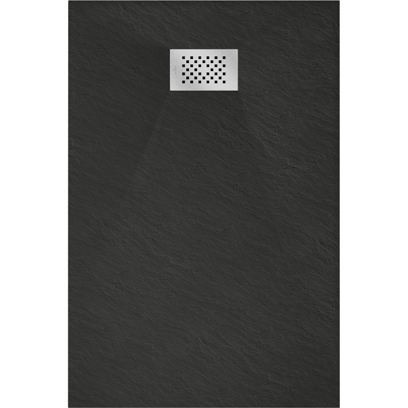 Mexen Hugo rectangular SMC shower tray 110 x 70 cm, black, inox cover - 42707011-X