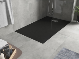 Mexen Hugo rechteckige Duschwanne SMC 140 x 70 cm, schwarz, Abdeckung Inox - 42707014-X