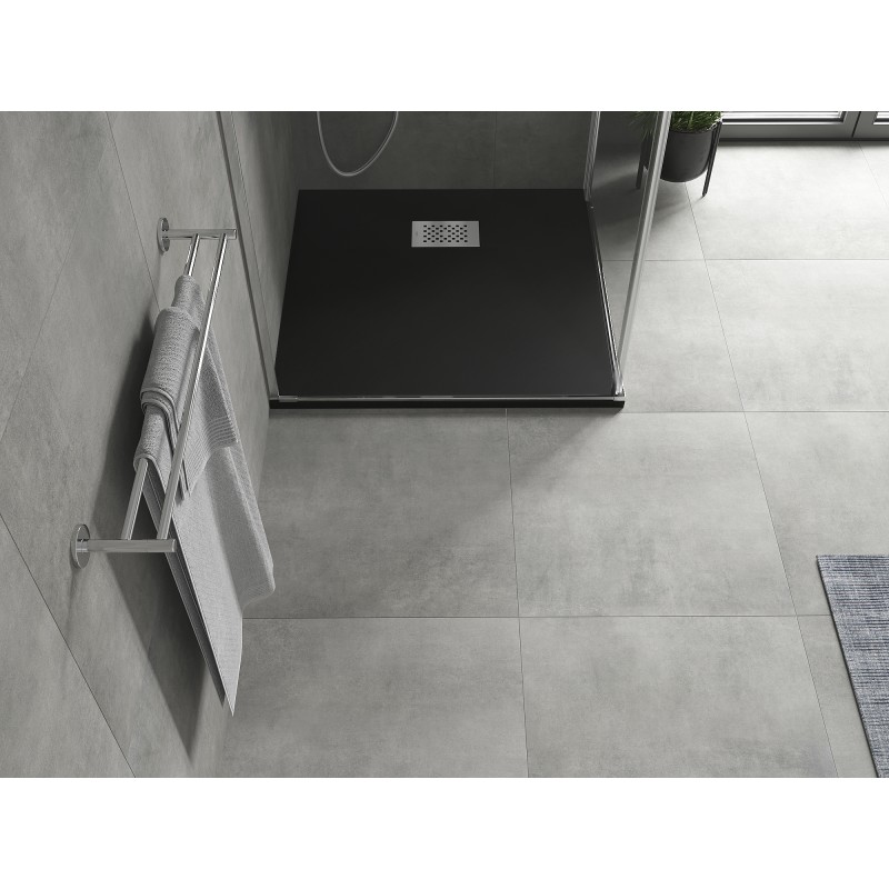 Mexen Hugo brodzik kwadratowy SMC 80 x 80 cm, czarny, maskownica inox - 42708080-X