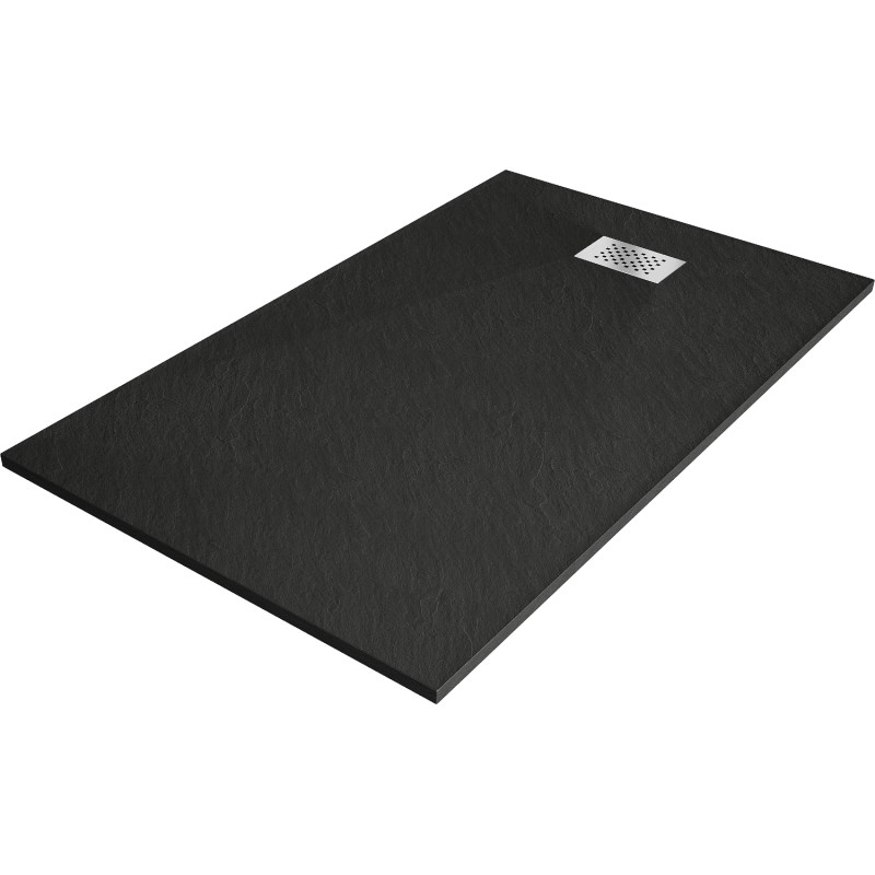 Mexen Hugo rectangular SMC shower tray 140 x 80 cm, black, inox cover - 42708014-X