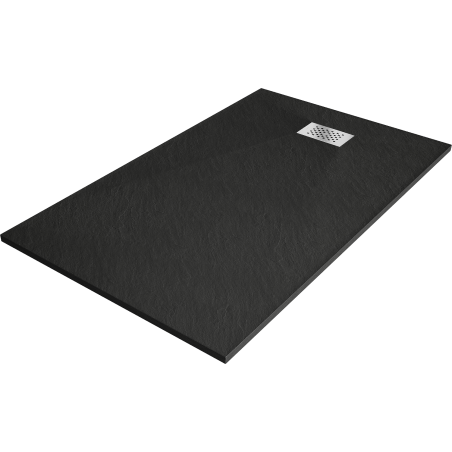 Mexen Hugo Duschwanne rechteckig SMC 140 x 80 cm, schwarz, Abdeckung Inox - 42708014-X