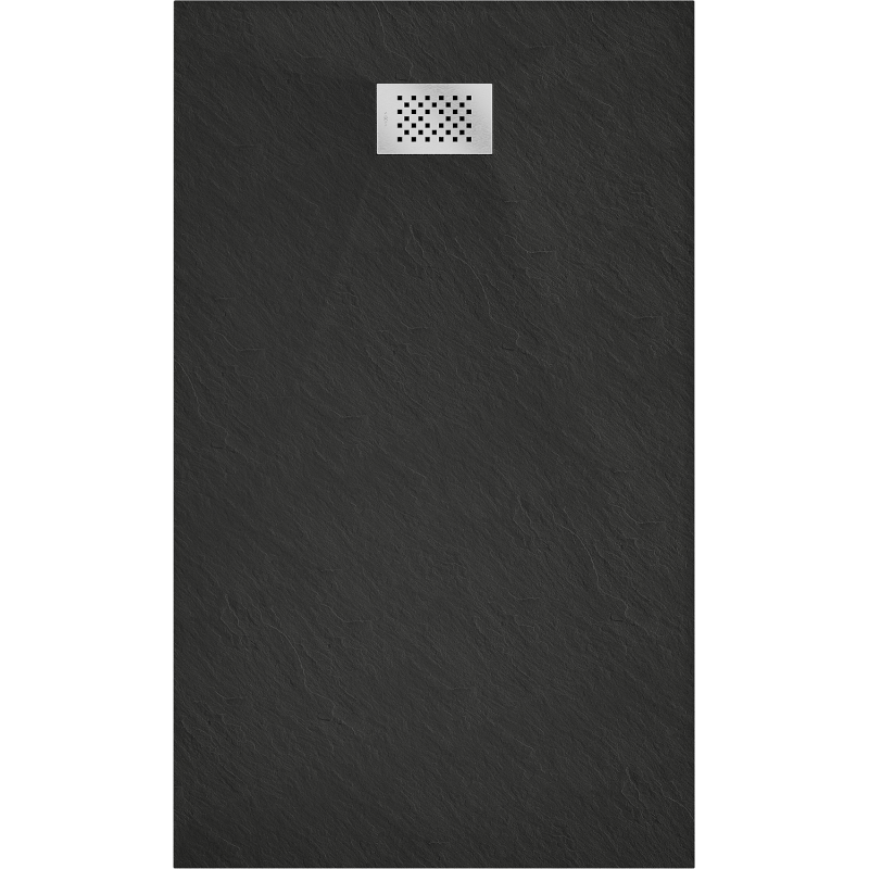 Mexen Hugo plato de ducha rectangular SMC 140 x 80 cm, negro, rejilla inox - 42708014-X