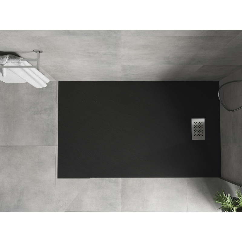Mexen Hugo rectangular SMC shower tray 160 x 80 cm, black, inox cover - 42708016-X