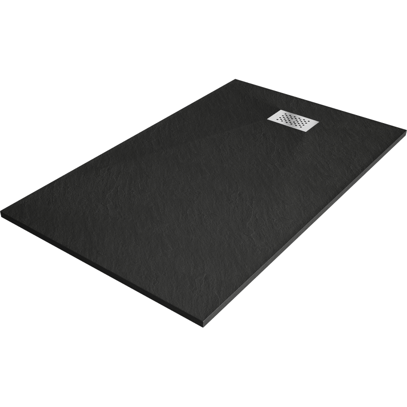 Mexen Hugo base de duche retangular SMC 160 x 80 cm, preto, tampa inox - 42708016-X
