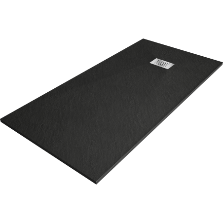 Mexen Hugo rechteckige Duschwanne SMC 170 x 80 cm, schwarz, Abdeckung aus Inox - 42708017-X