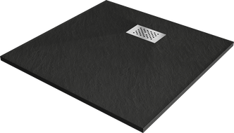 Mexen Hugo brodzik kwadratowy SMC 90 x 90 cm, czarny, maskownica inox - 42709090-X