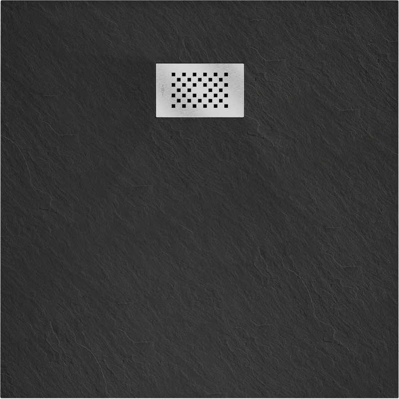 Mexen Hugo Véierkantes Duschtrëtt SMC 90 x 90 cm, schwaarz, Inox-Decken - 42709090-X