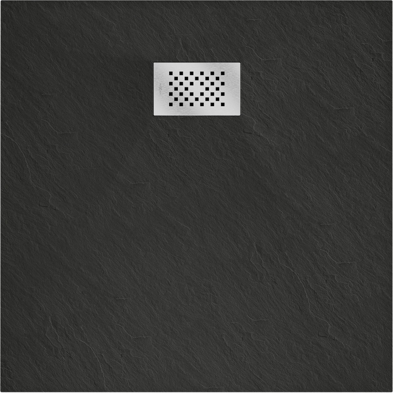 Mexen Hugo vierkante douchebak SMC 90 x 90 cm, zwart, roestvrijstalen afdekking - 42709090-X