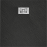 Mexen Hugo SMC Duschwanne quadratisch 90 x 90 cm, schwarz, Abdeckung inox - 42709090-X
