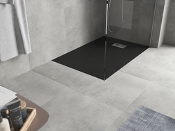 Mexen Hugo rechthoekige douchebak SMC 130 x 90 cm, zwart, afdekking inox - 42709013-X