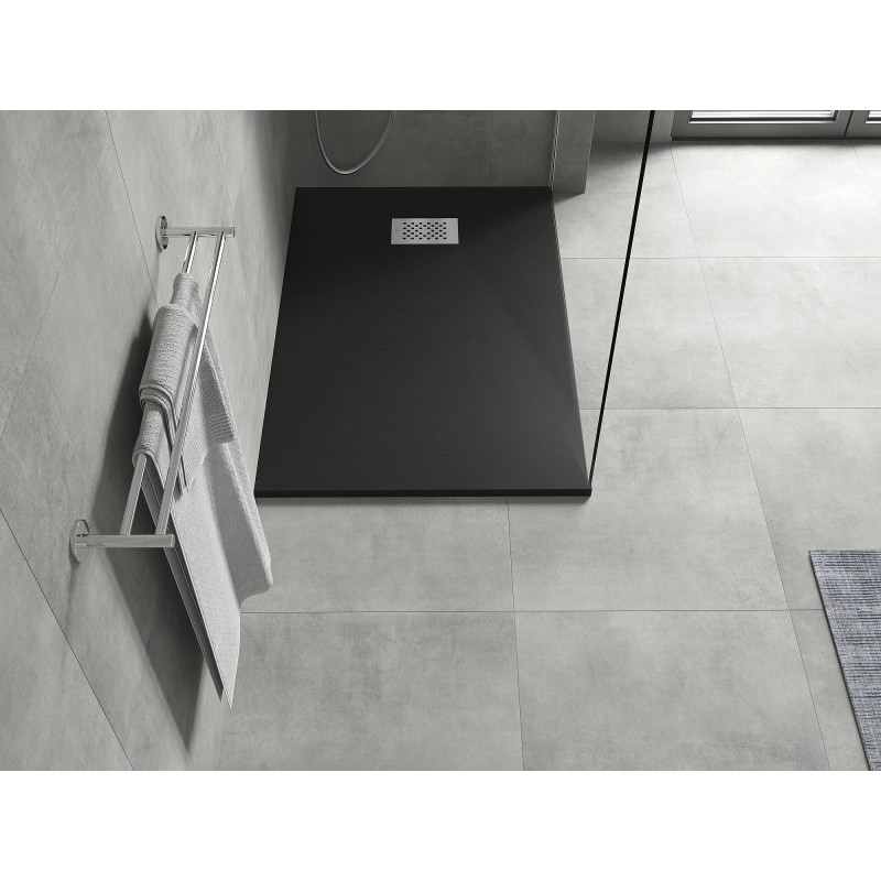 Mexen Hugo brodzik prostokątny SMC 130 x 90 cm, czarny, maskownica inox - 42709013-X