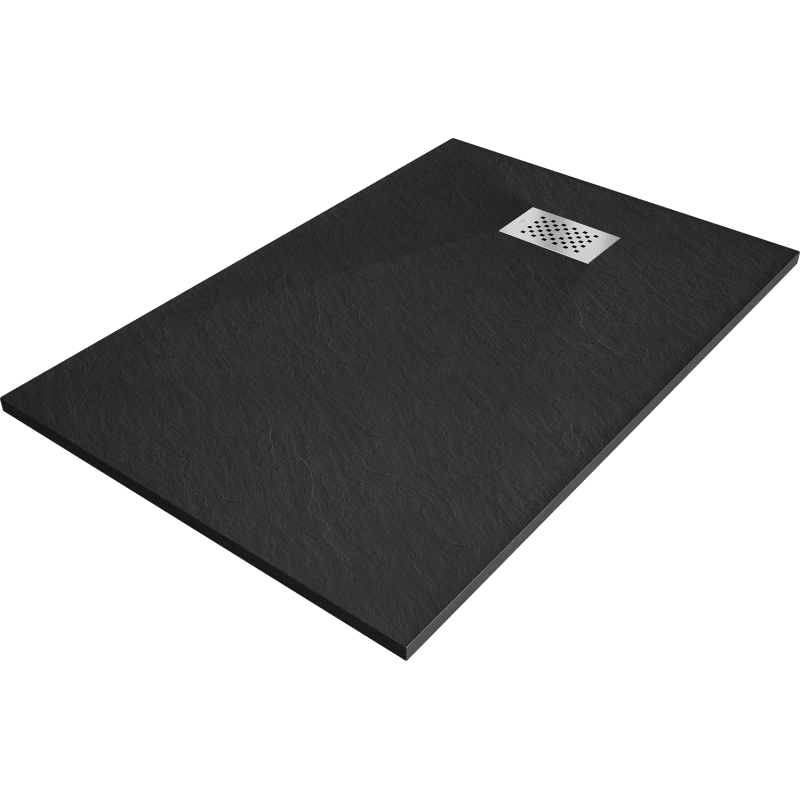 Mexen Hugo receveur de douche rectangulaire SMC 130 x 90 cm, noir, cache inox - 42709013-X