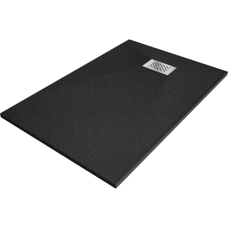 Mexen Hugo rechthoekige douchebak SMC 130 x 90 cm, zwart, afdekking inox - 42709013-X