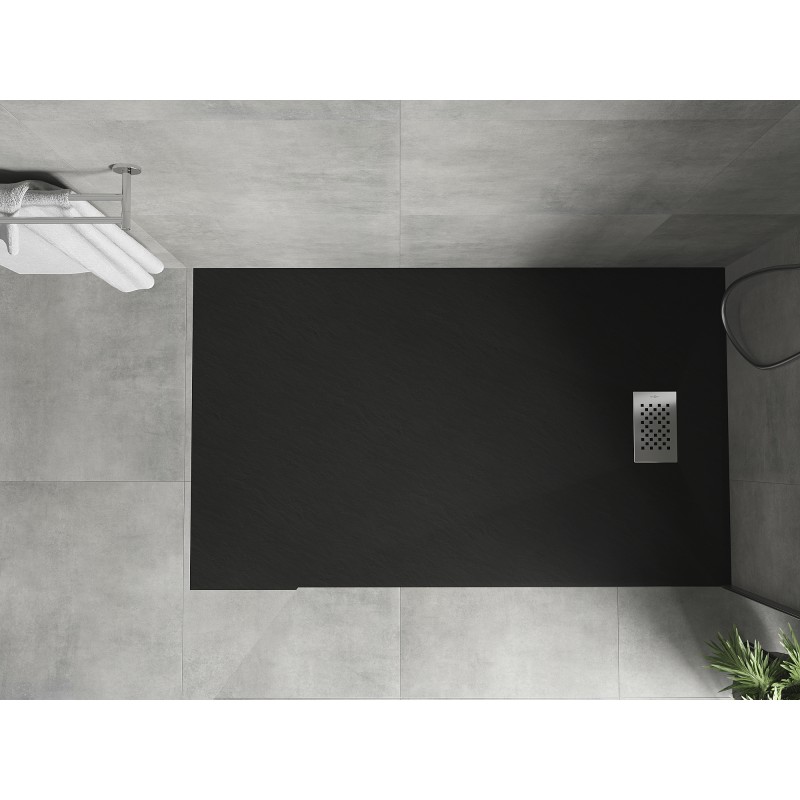 Mexen Hugo brodzik prostokątny SMC 140 x 90 cm, czarny, maskownica inox - 42709014-X