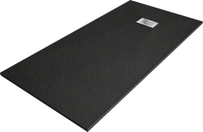 Mexen Hugo plato de ducha rectangular SMC 170 x 90 cm, negro, cubierta de inox - 42709017-X