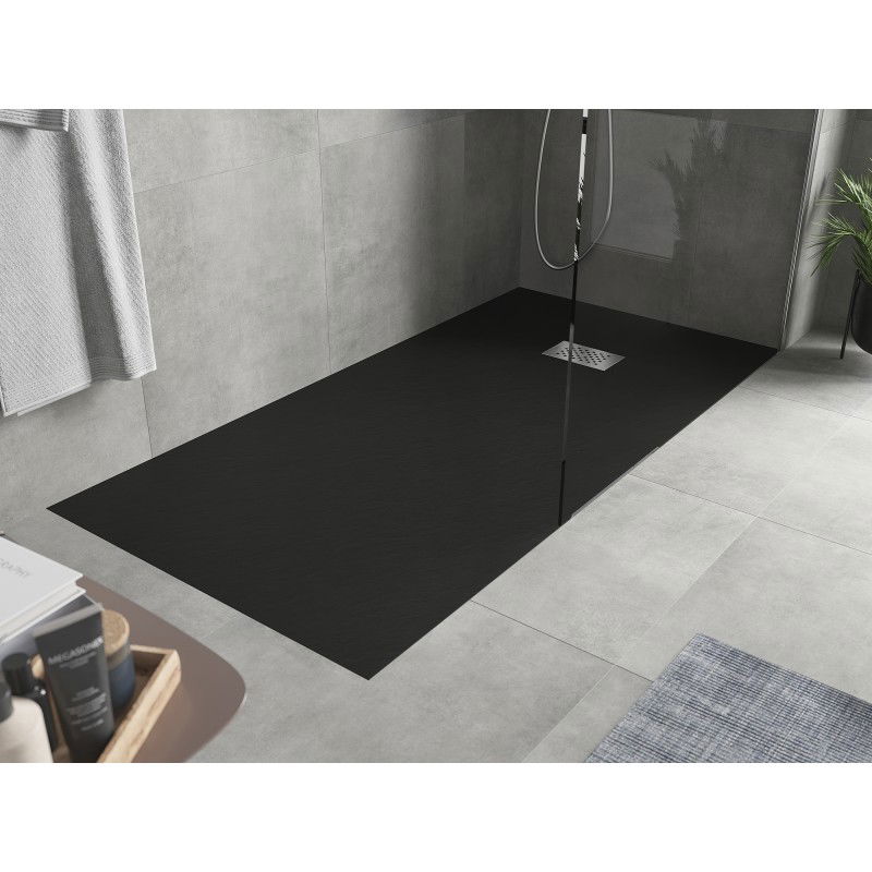 Mexen Hugo piatto doccia rettangolare SMC 180 x 90 cm, nero, copertura inox - 42709018-X