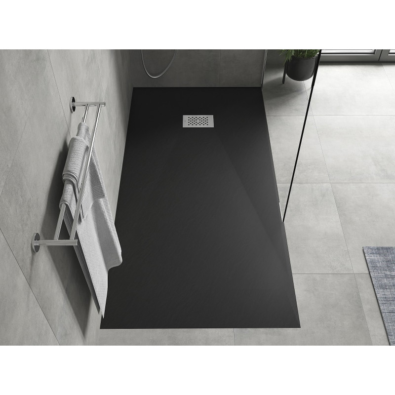Mexen Hugo rectangular SMC shower tray 170 x 90 cm, black, inox cover - 42709017-X