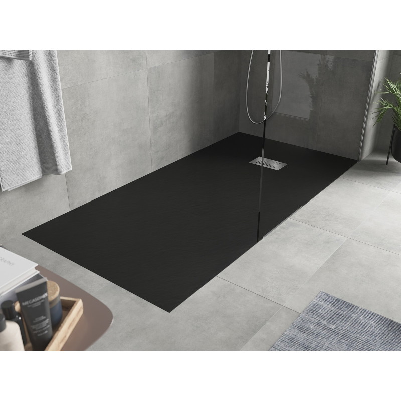 Mexen Hugo rectangular SMC shower tray 170 x 90 cm, black, inox cover - 42709017-X